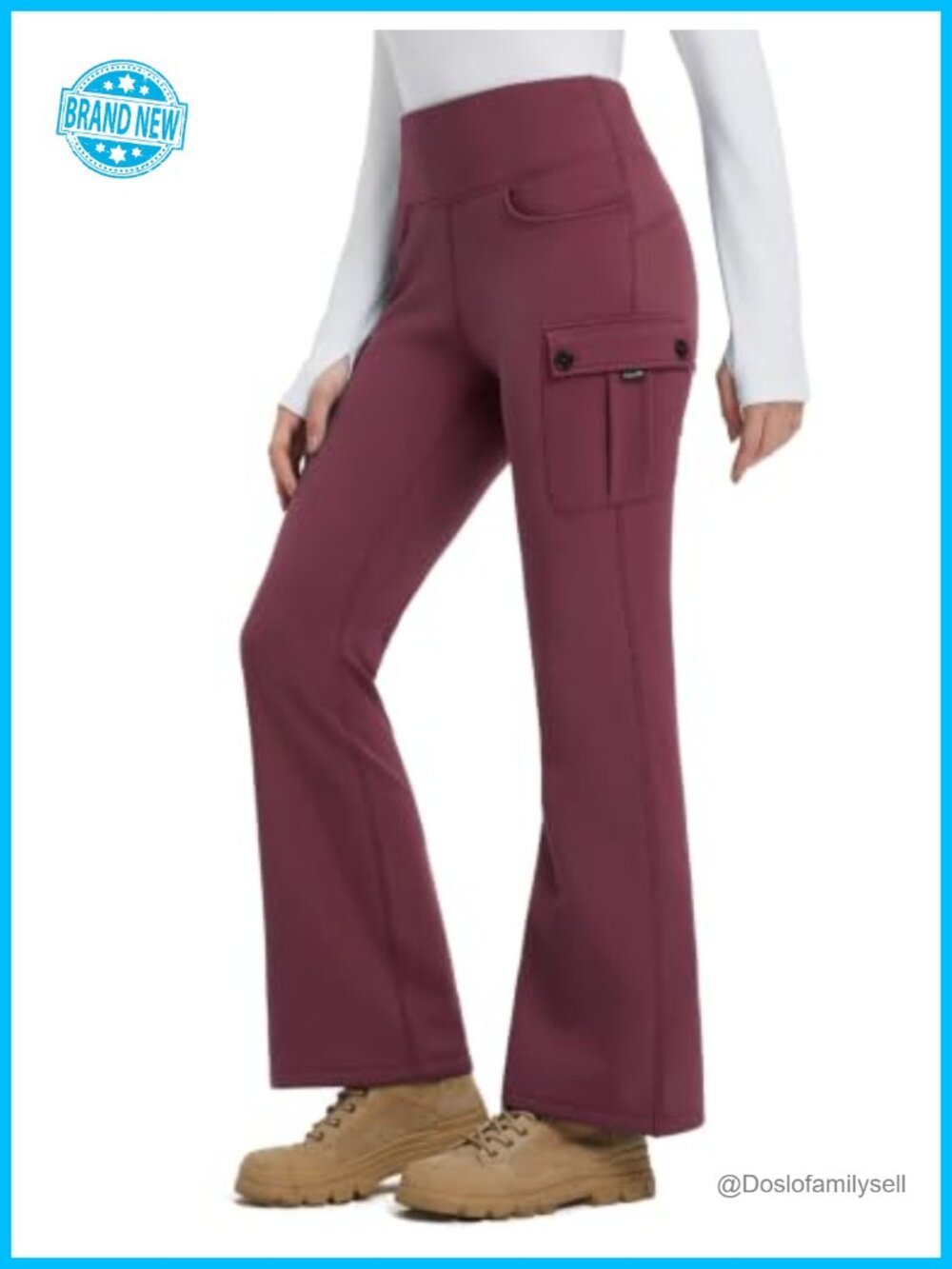 Fleece Lined Flare Pants Water Resistant Thermal Cargo Hiking
